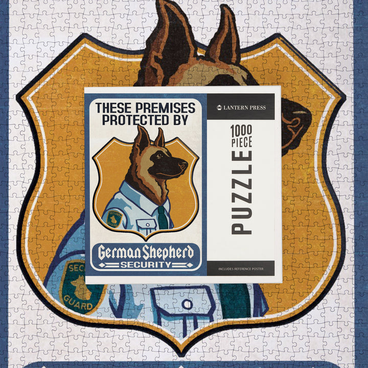 German Shepherd Security, Dog Sign, Jigsaw Puzzle Puzzle Lantern Press 