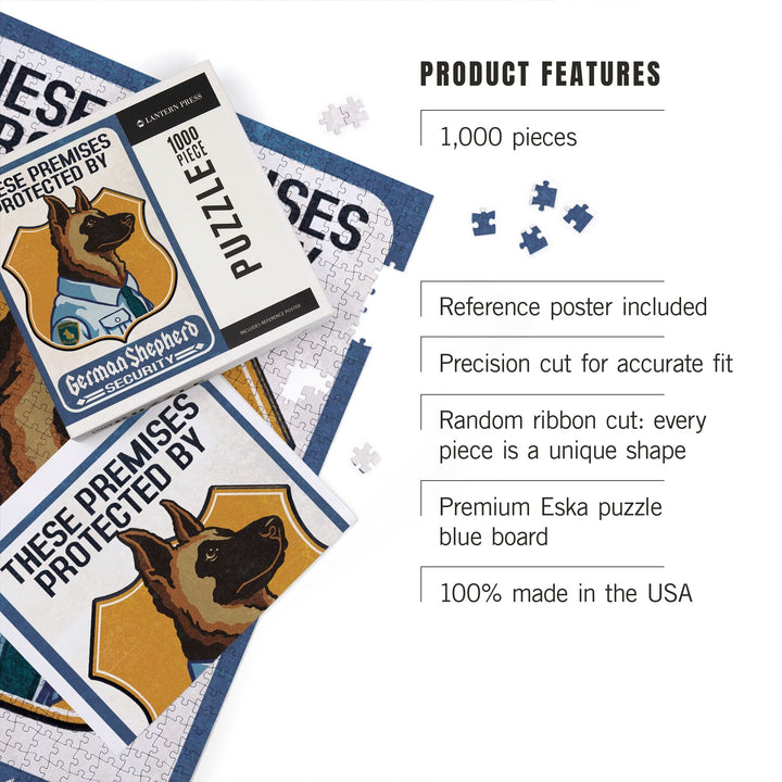 German Shepherd Security, Dog Sign, Jigsaw Puzzle Puzzle Lantern Press 