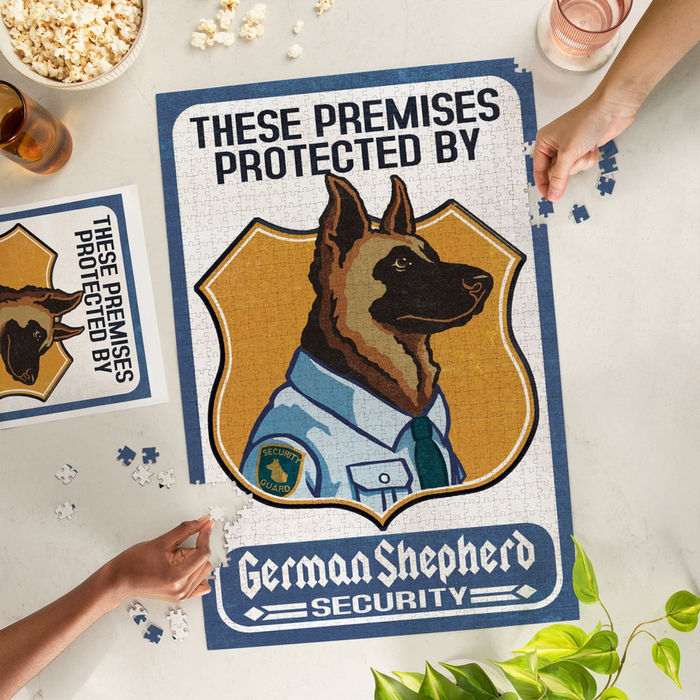German Shepherd Security, Dog Sign, Jigsaw Puzzle Puzzle Lantern Press 
