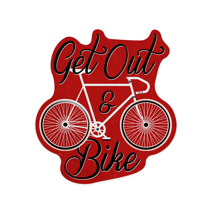 Get Out and Bike, Screenprint Style, Contour, Vinyl Sticker Sticker Lantern Press 