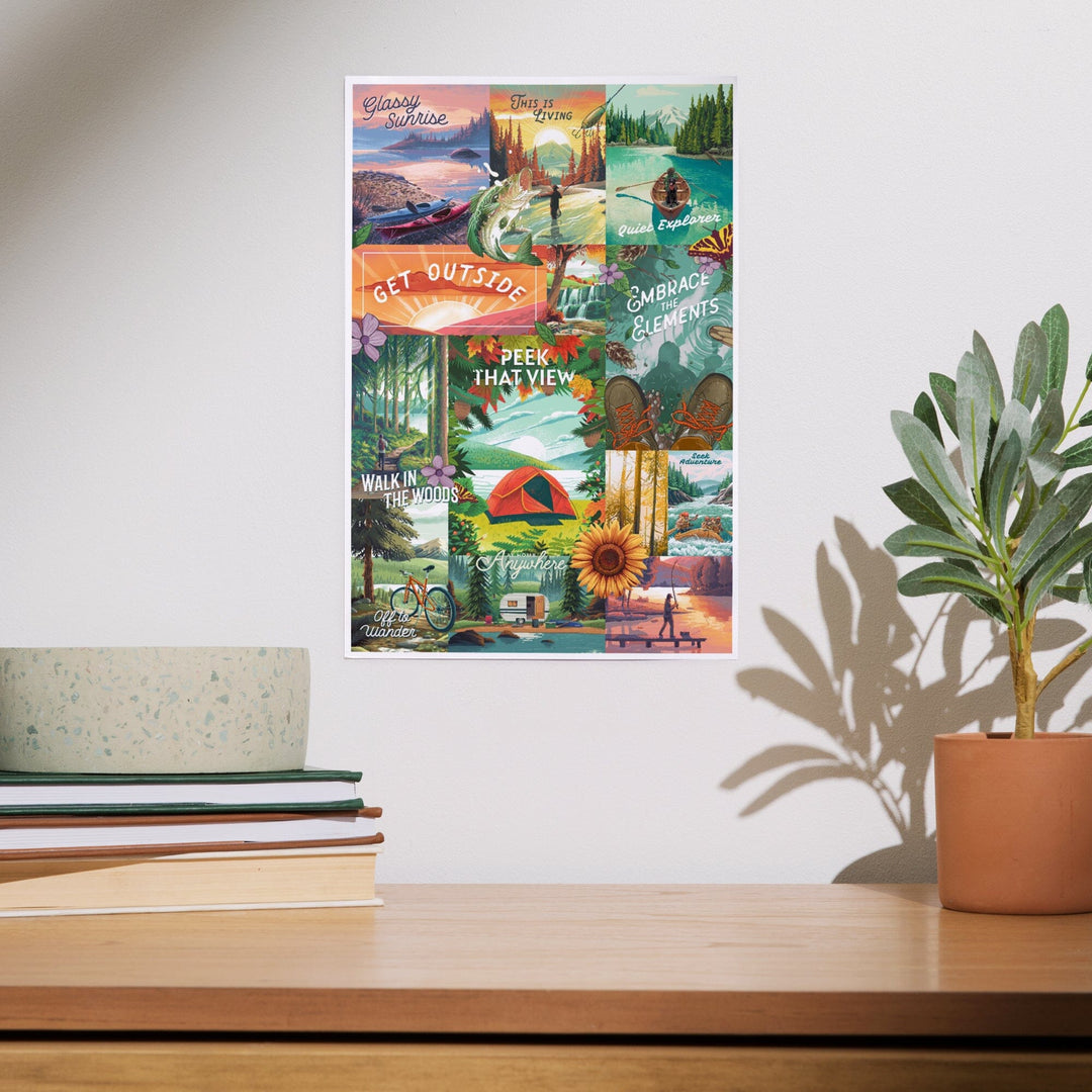 Get Outside Series Collage, Art & Giclee Prints Art Lantern Press 