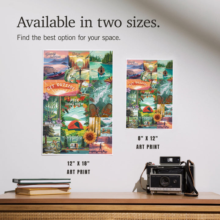 Get Outside Series Collage, Art & Giclee Prints Art Lantern Press 