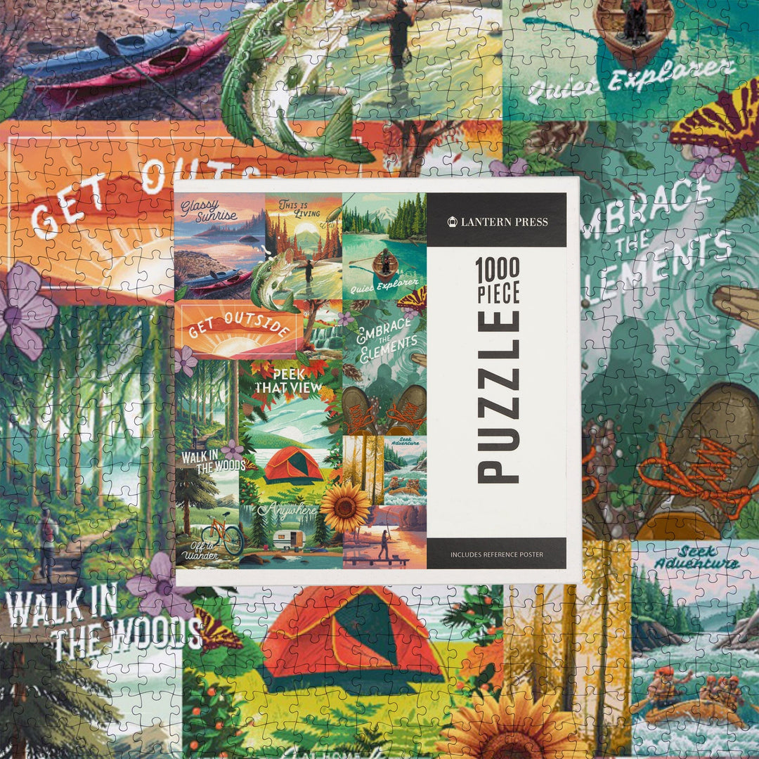 Get Outside Series Collage, Jigsaw Puzzle Puzzle Lantern Press 