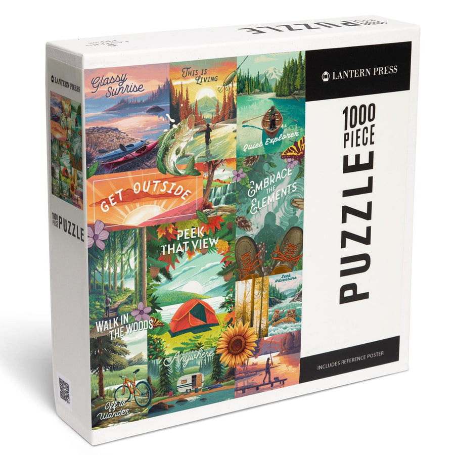 Get Outside Series Collage, Jigsaw Puzzle Puzzle Lantern Press 