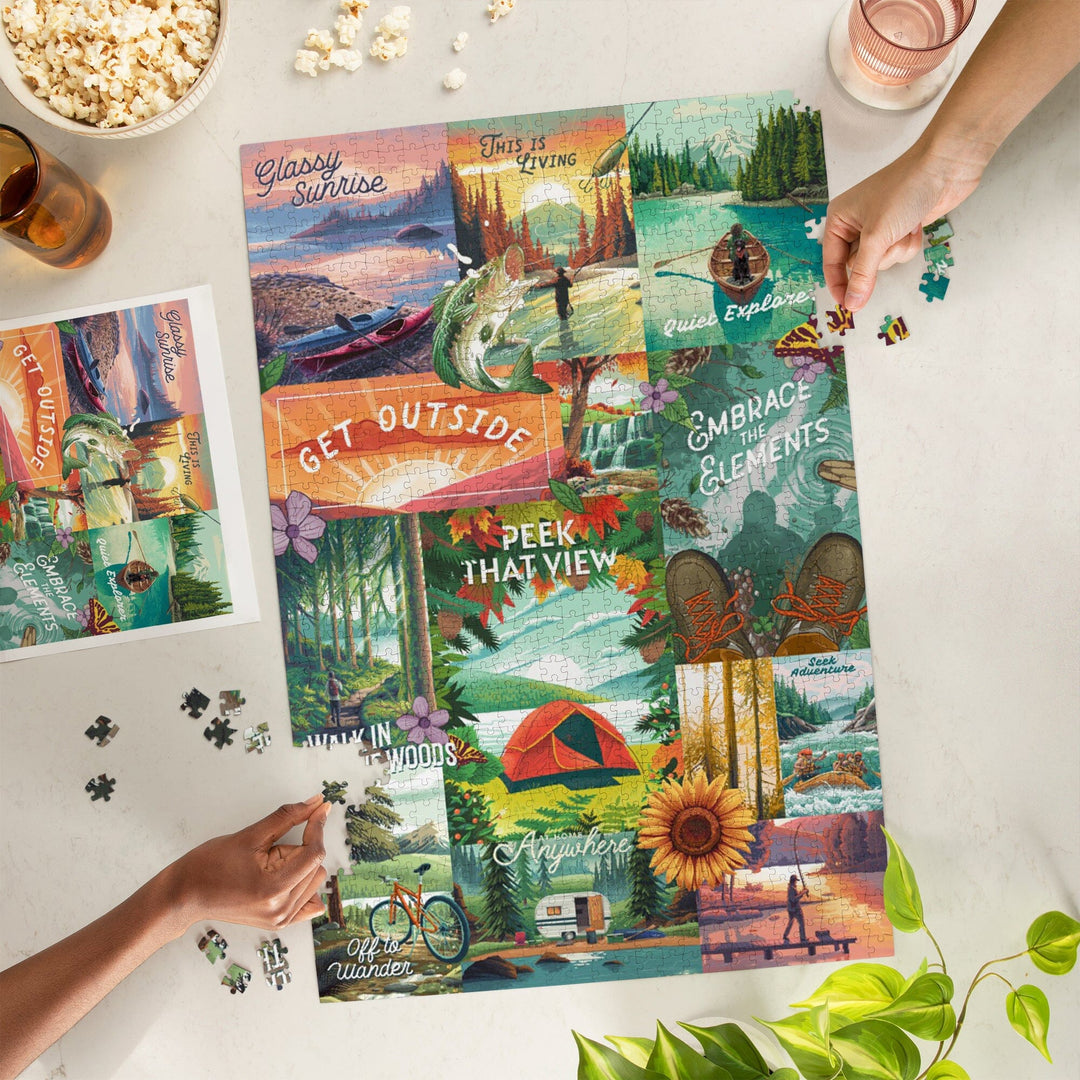 Get Outside Series Collage, Jigsaw Puzzle Puzzle Lantern Press 