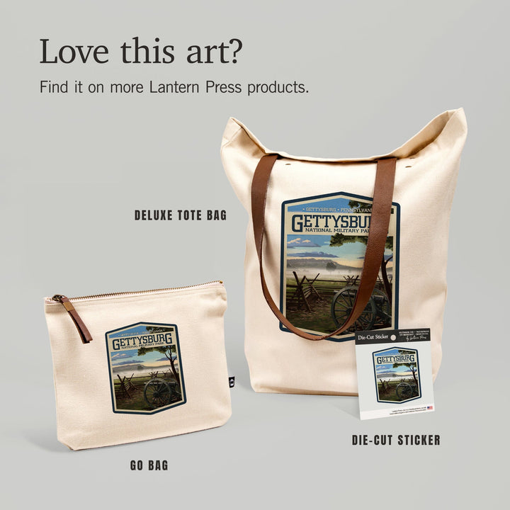Gettysburg National Military Park, Pennsylvania, Misty Battlefield,, Organic Cotton Zipper Pouch, Go Bag Go Bag Lantern Press 