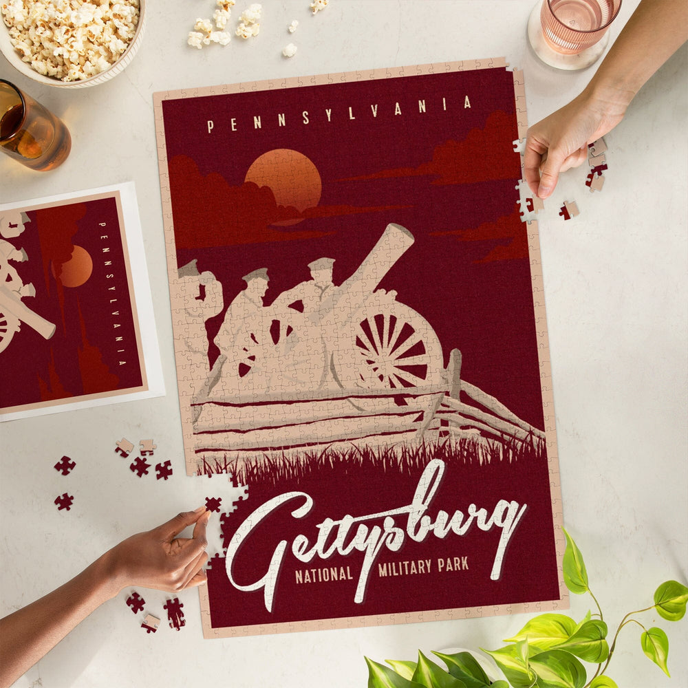 Gettysburg National Military Park, Pennsylvania, Soldiers and Cannons, Jigsaw Puzzle Puzzle Lantern Press 