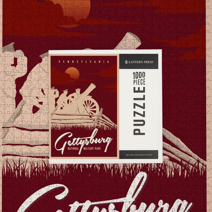 Gettysburg National Military Park, Pennsylvania, Soldiers and Cannons, Jigsaw Puzzle Puzzle Lantern Press 