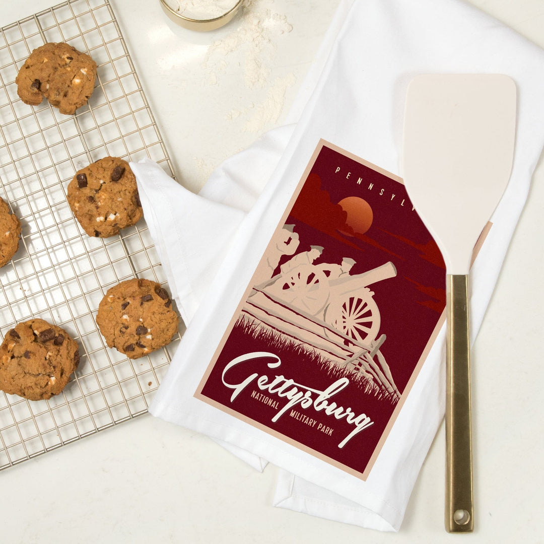Gettysburg National Military Park, Pennsylvania, Soldiers and Cannons, Organic Cotton Kitchen Tea Towels Kitchen Lantern Press 