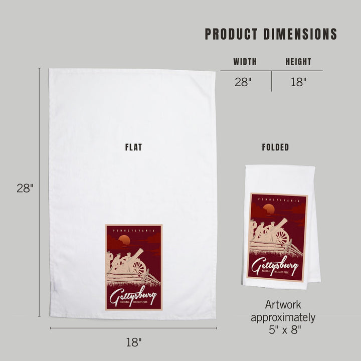 Gettysburg National Military Park, Pennsylvania, Soldiers and Cannons, Organic Cotton Kitchen Tea Towels Kitchen Lantern Press 