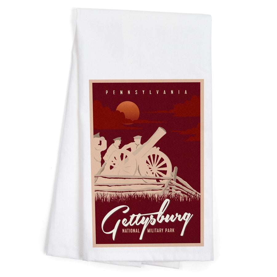 Gettysburg National Military Park, Pennsylvania, Soldiers and Cannons, Organic Cotton Kitchen Tea Towels Kitchen Lantern Press 
