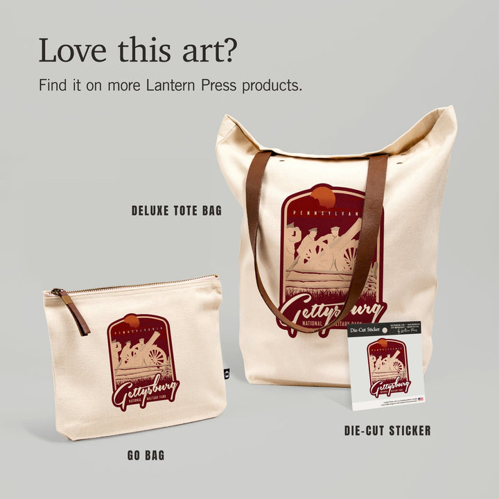 Gettysburg National Military Park, Pennsylvania, Soldiers and Cannons,, Organic Cotton Zipper Pouch, Go Bag Go Bag Lantern Press 