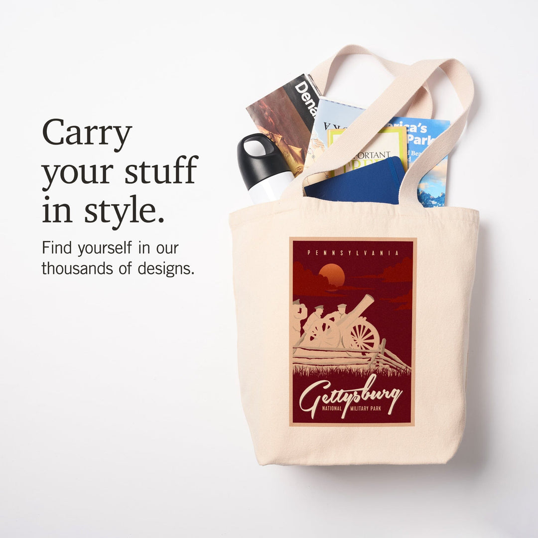 Gettysburg National Military Park, Pennsylvania, Soldiers and Cannons, Tote Bag Totes Lantern Press 