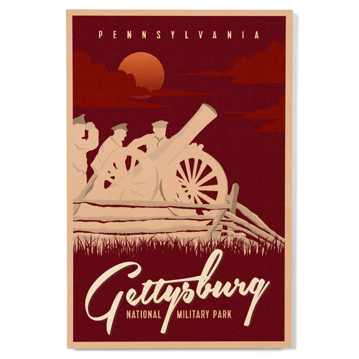 Gettysburg National Military Park, Pennsylvania, Soldiers and Cannons, Wood Signs and Postcards Wood Lantern Press 