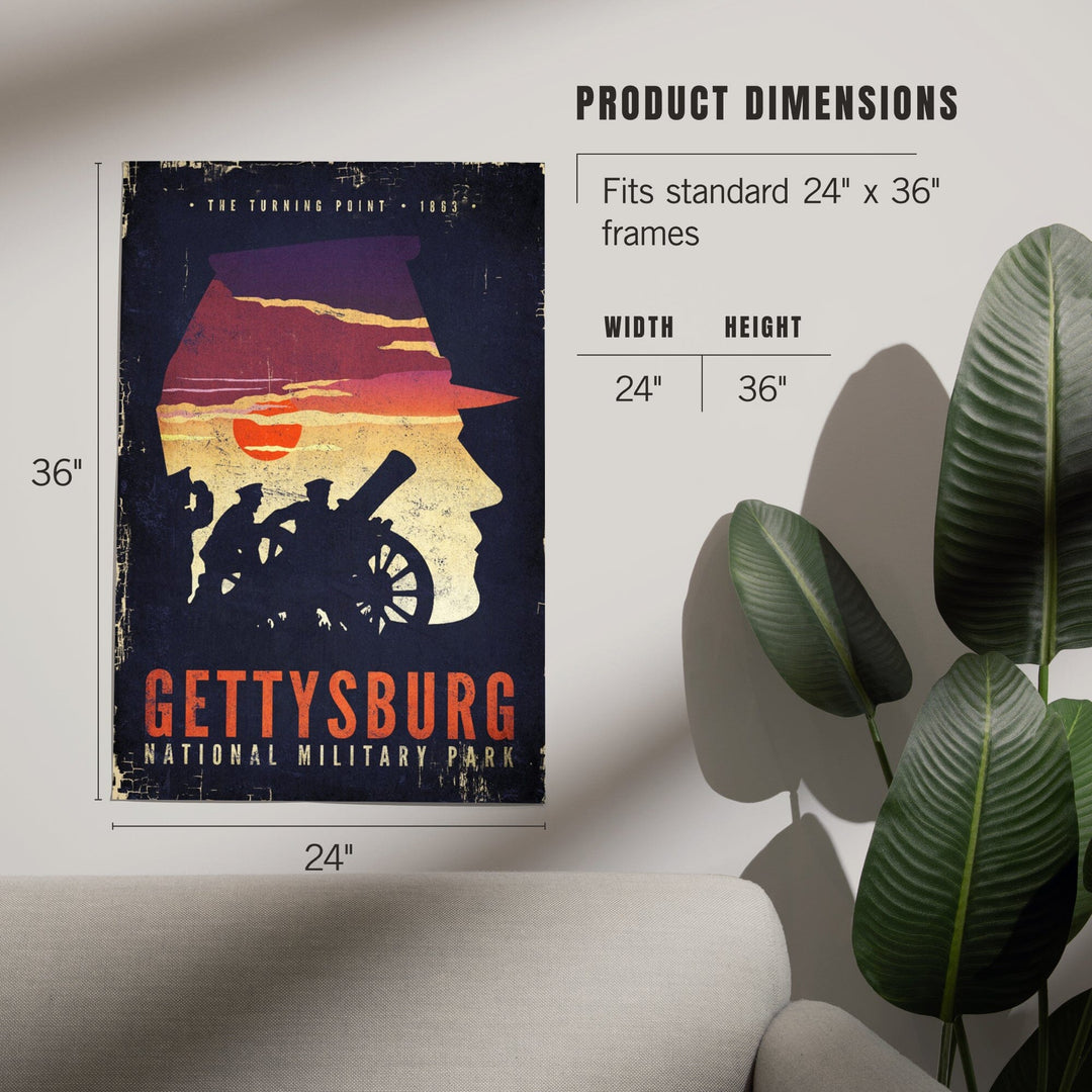 Gettysburg National Military Park, Pennsylvania, The Turning Point, Soldiers and Cannons, Art & Giclee Prints Art Lantern Press 