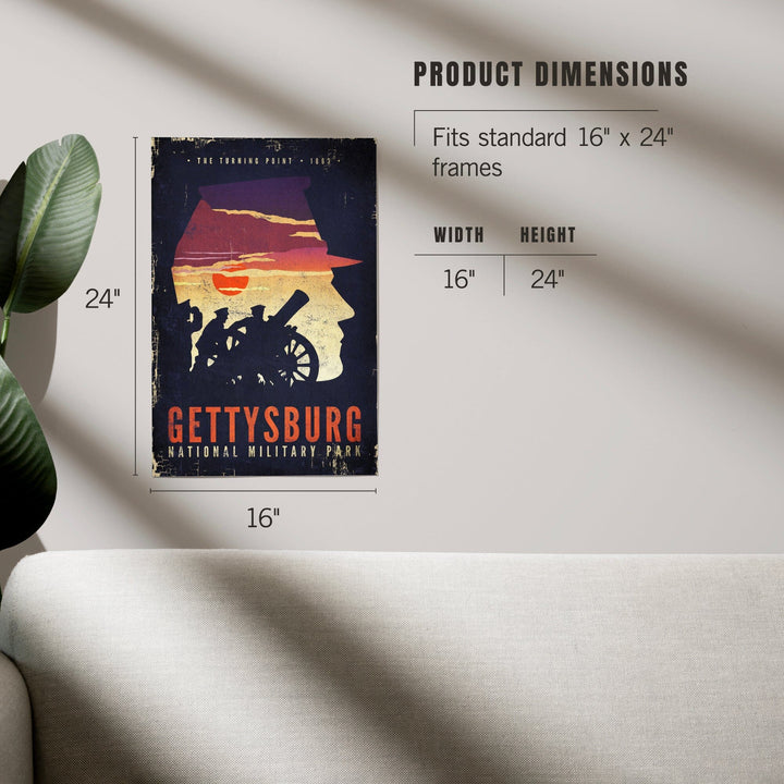 Gettysburg National Military Park, Pennsylvania, The Turning Point, Soldiers and Cannons, Art & Giclee Prints Art Lantern Press 