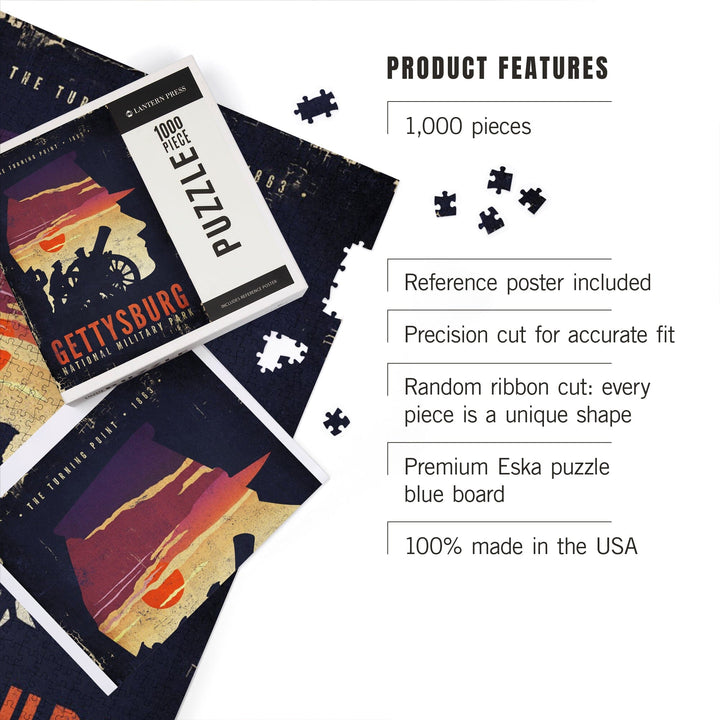 Gettysburg National Military Park, Pennsylvania, The Turning Point, Soldiers and Cannons, Jigsaw Puzzle Puzzle Lantern Press 