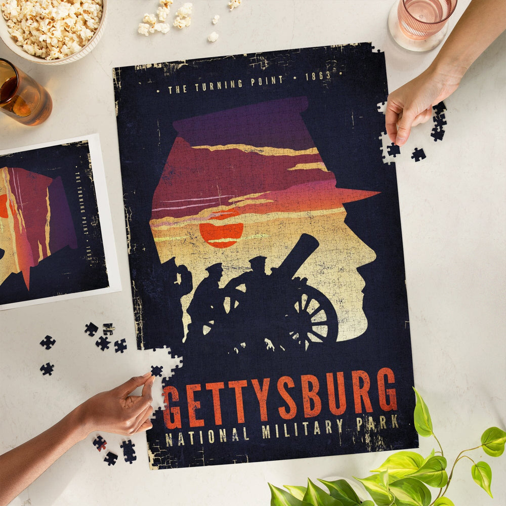 Gettysburg National Military Park, Pennsylvania, The Turning Point, Soldiers and Cannons, Jigsaw Puzzle Puzzle Lantern Press 