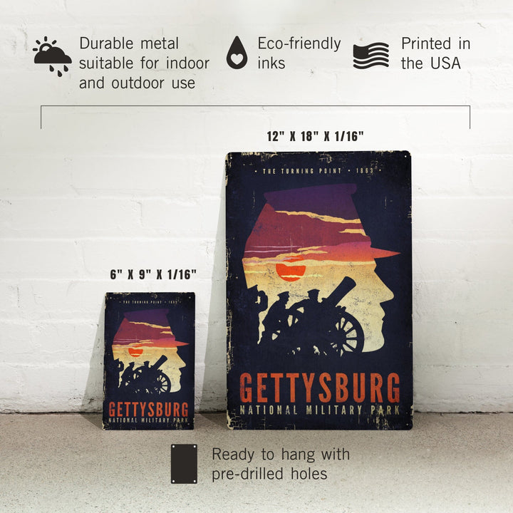 Gettysburg National Military Park, Pennsylvania, The Turning Point, Soldiers and Cannons, Metal Signs Metal Lantern Press 