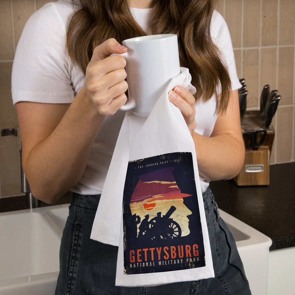 Gettysburg National Military Park, Pennsylvania, The Turning Point, Soldiers and Cannons, Organic Cotton Kitchen Tea Towels Kitchen Lantern Press 