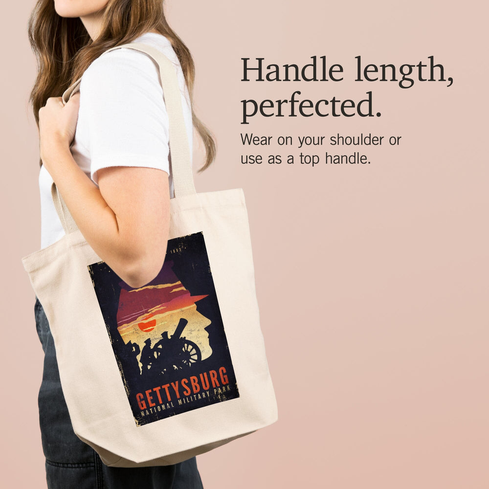 Gettysburg National Military Park, Pennsylvania, The Turning Point, Soldiers and Cannons, Tote Bag Totes Lantern Press 