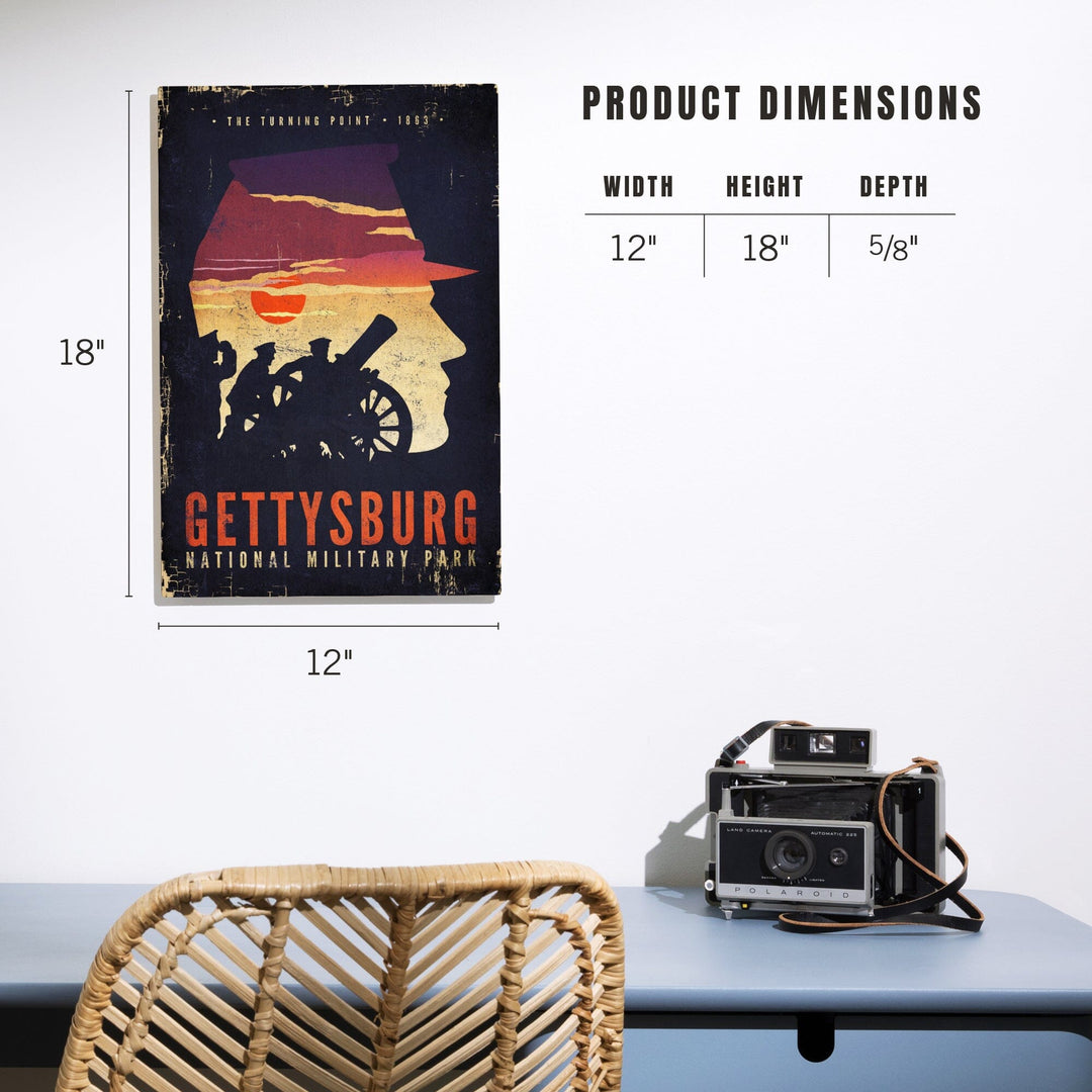 Gettysburg National Military Park, Pennsylvania, The Turning Point, Soldiers and Cannons, Wood Signs and Postcards Wood Lantern Press 