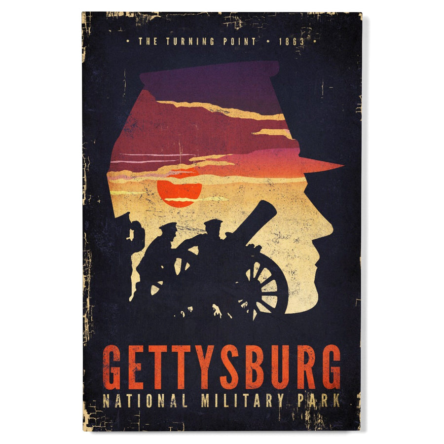 Gettysburg National Military Park, Pennsylvania, The Turning Point, Soldiers and Cannons, Wood Signs and Postcards Wood Lantern Press 