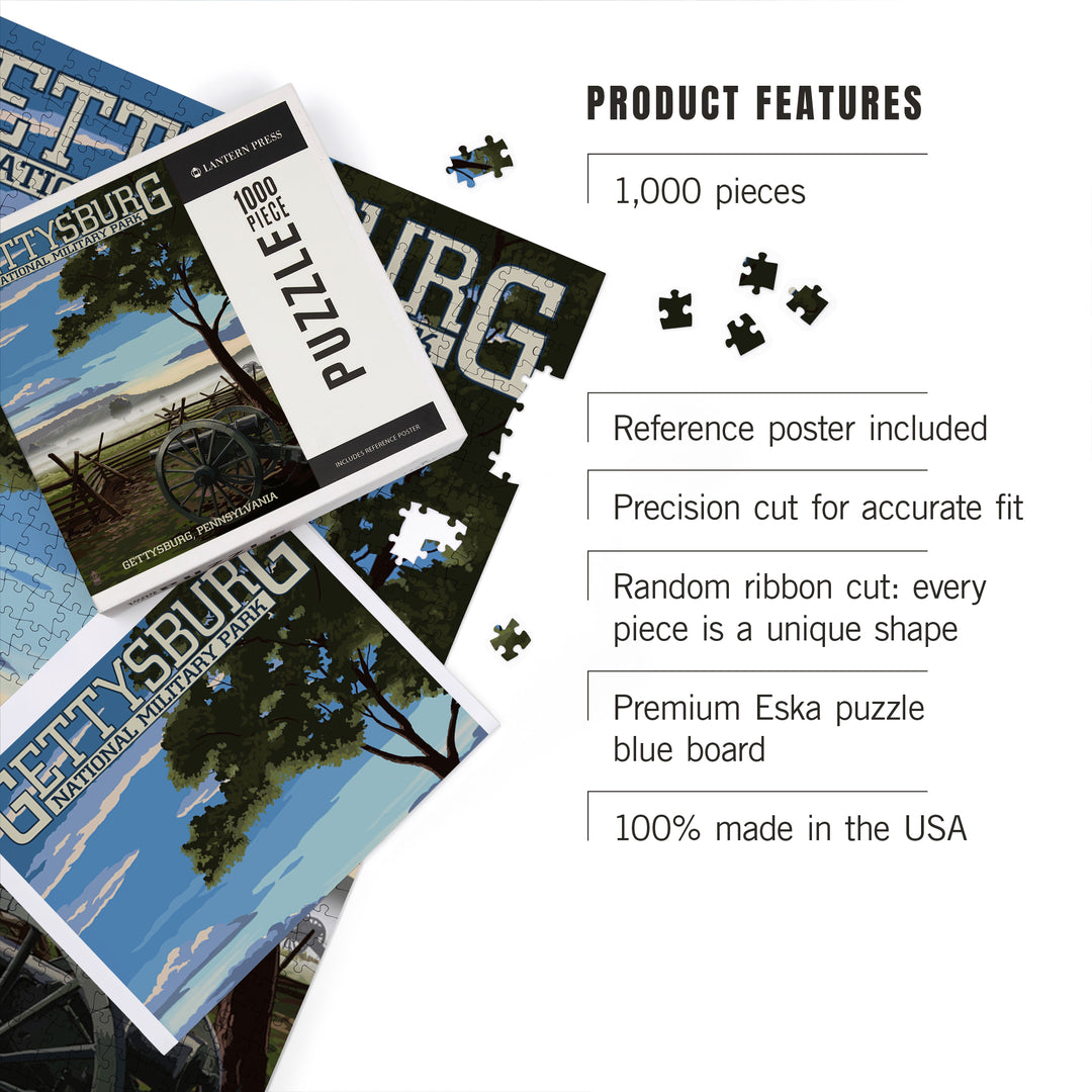Gettysburg, Pennsylvania, Military Park, Jigsaw Puzzle Puzzle Lantern Press 