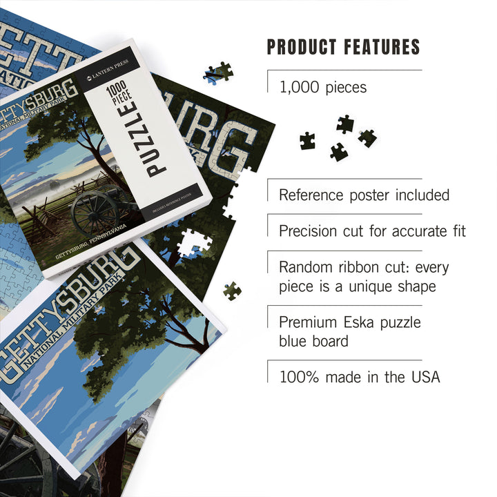 Gettysburg, Pennsylvania, Military Park, Jigsaw Puzzle Puzzle Lantern Press 