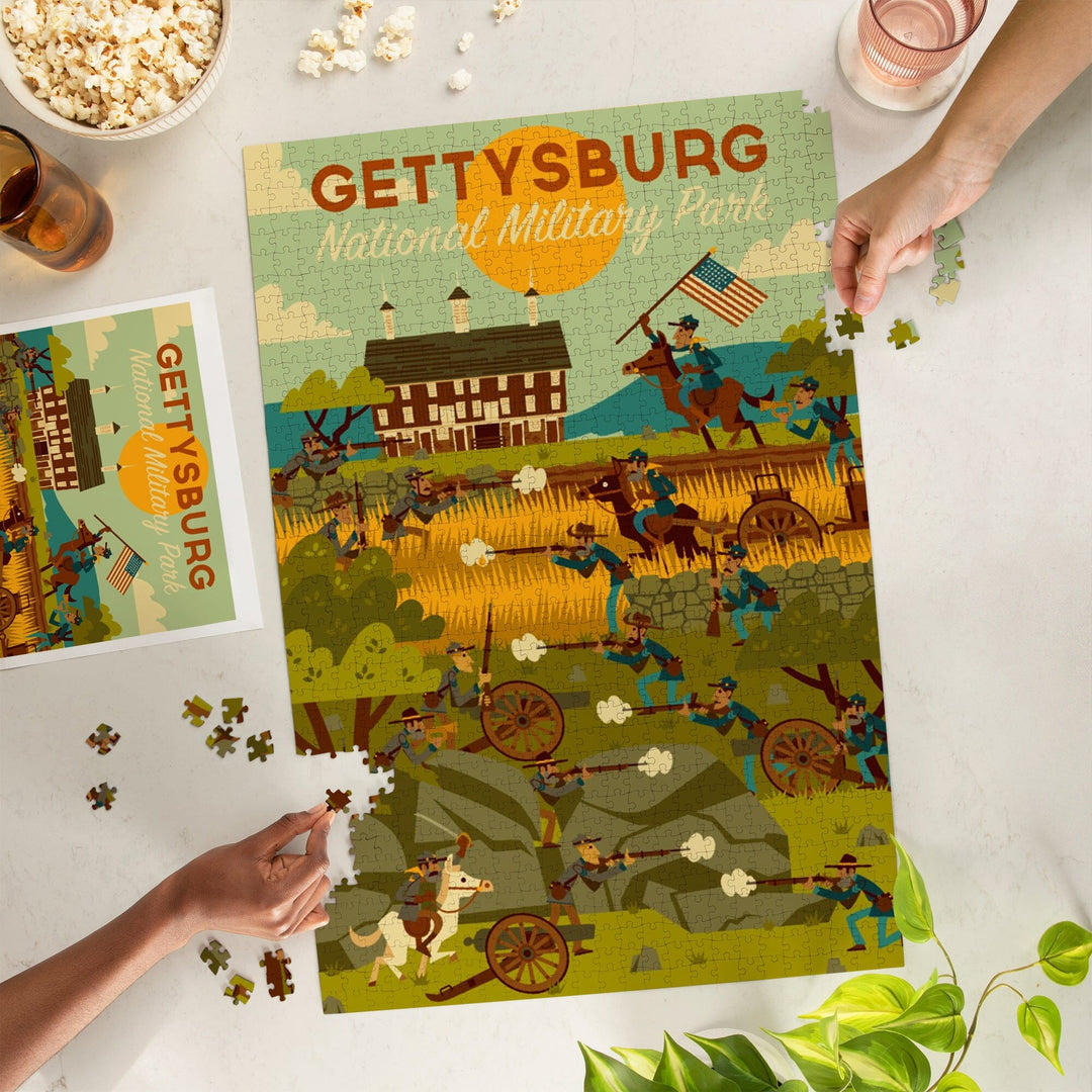 Gettysburg, Pennsylvania, National Military Park, Civil War, Geometric, Jigsaw Puzzle Puzzle Lantern Press 