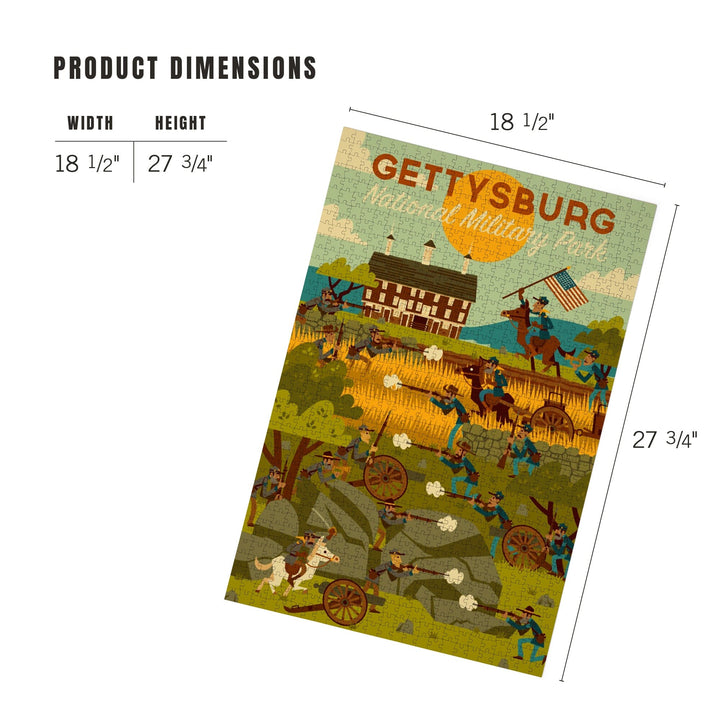 Gettysburg, Pennsylvania, National Military Park, Civil War, Geometric, Jigsaw Puzzle Puzzle Lantern Press 