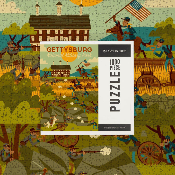 Gettysburg, Pennsylvania, National Military Park, Civil War, Geometric, Jigsaw Puzzle Puzzle Lantern Press 