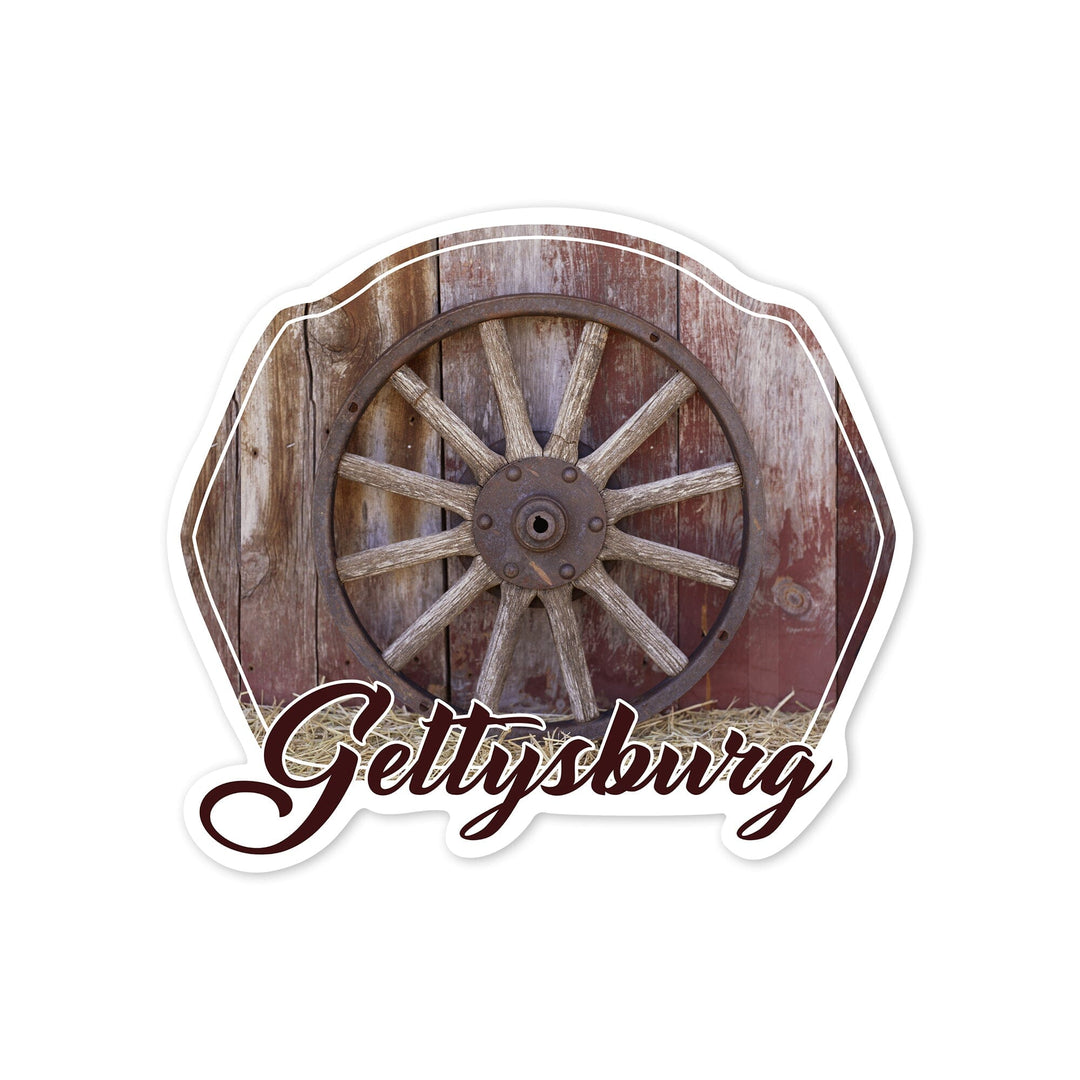 Gettysburg, Pennsylvania, Wagon Wheel, Contour, Vinyl Sticker Sticker Lantern Press 