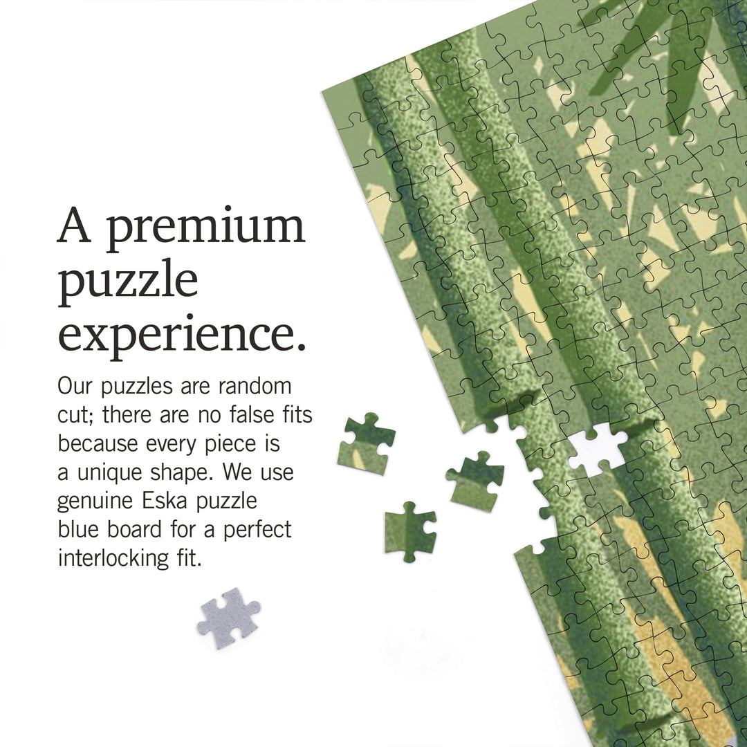 Giant Panda, Lithograph Series, Jigsaw Puzzle Puzzle Lantern Press 