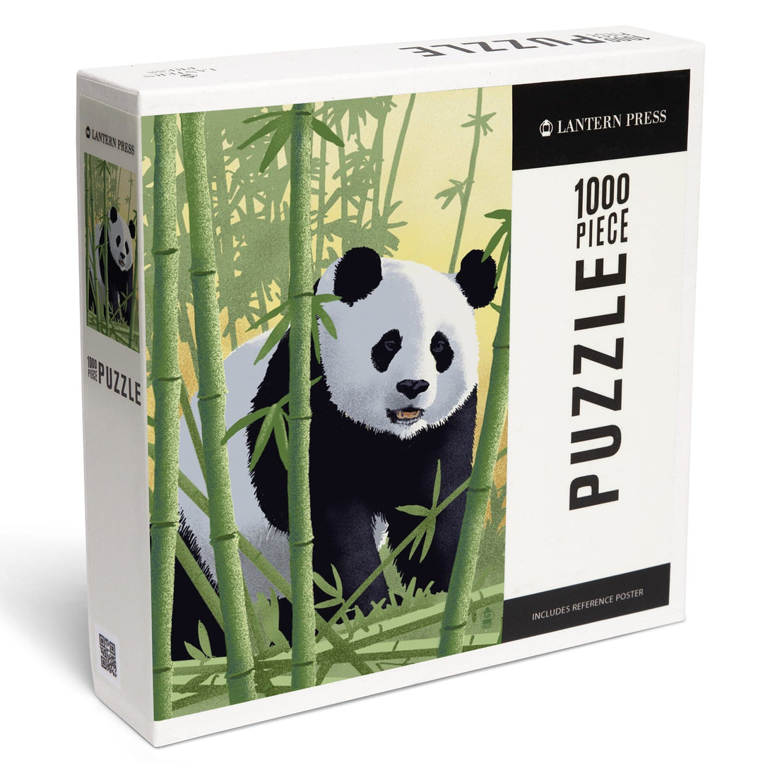 Giant Panda, Lithograph Series, Jigsaw Puzzle Puzzle Lantern Press 