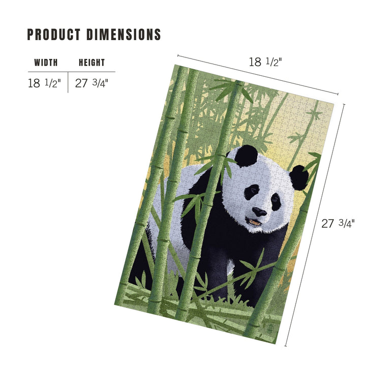 Giant Panda, Lithograph Series, Jigsaw Puzzle Puzzle Lantern Press 