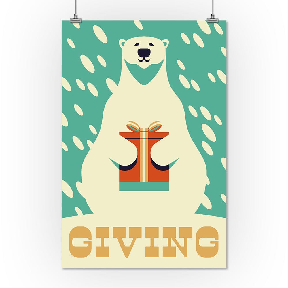 Gift, Polar Bear, Retro Christmas, Art & Giclee Prints Art Lantern Press 16 x 24 Giclee Print 