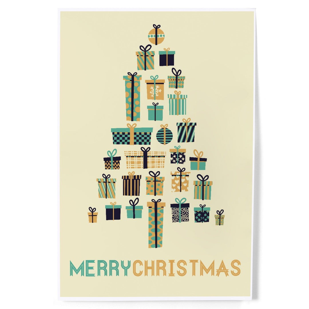 Gifts Tree, Retro Christmas, Art & Giclee Prints Art Lantern Press 