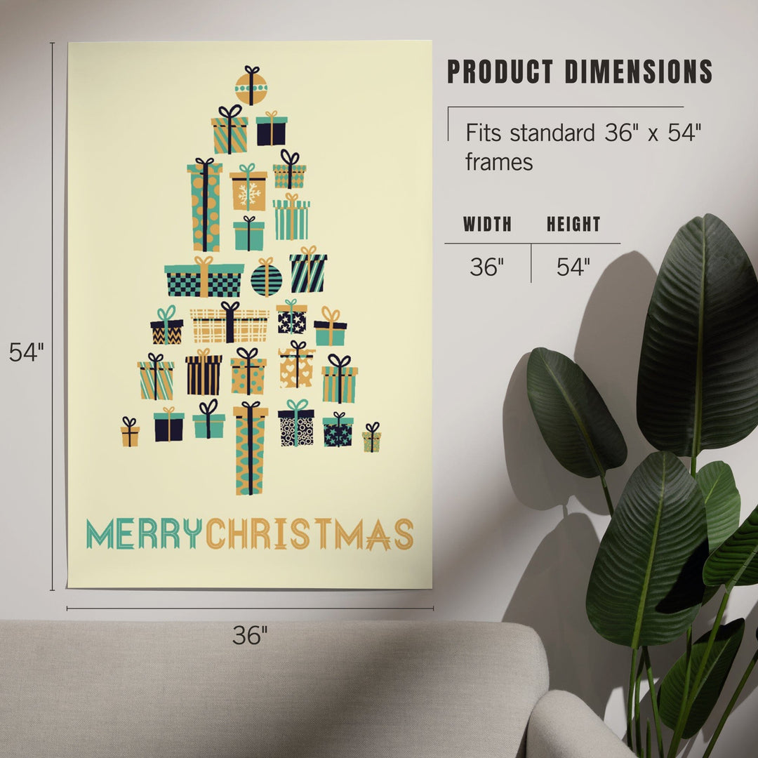 Gifts Tree, Retro Christmas, Art & Giclee Prints Art Lantern Press 