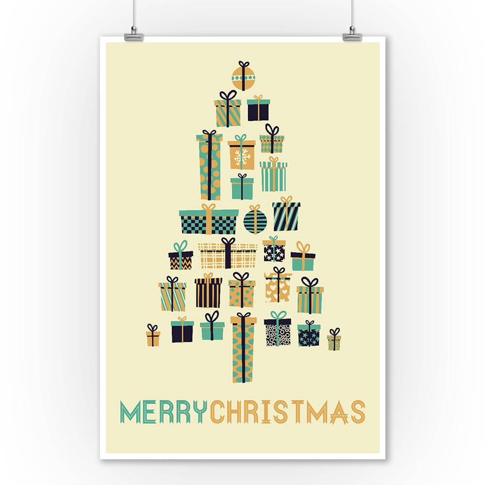 Gifts Tree, Retro Christmas, Art & Giclee Prints Art Lantern Press 9 x 12 Art Print 