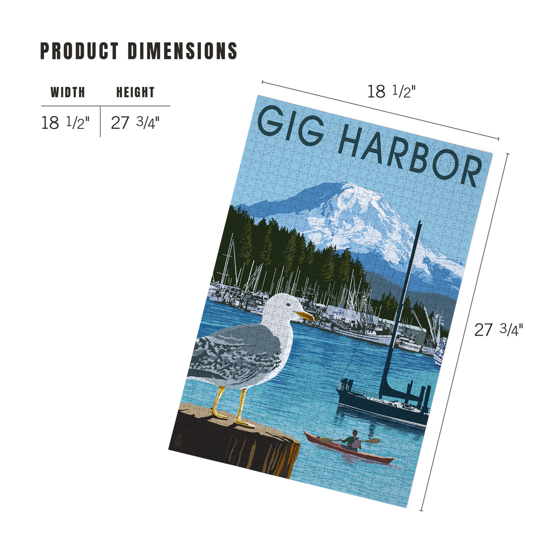 Gig Harbor, Washington, Day Scene, Jigsaw Puzzle Puzzle Lantern Press 