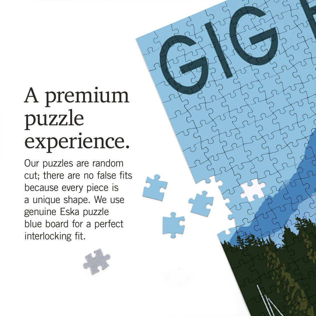 Gig Harbor, Washington, Day Scene, Jigsaw Puzzle Puzzle Lantern Press 
