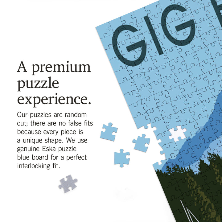 Gig Harbor, Washington, Day Scene, Jigsaw Puzzle Puzzle Lantern Press 