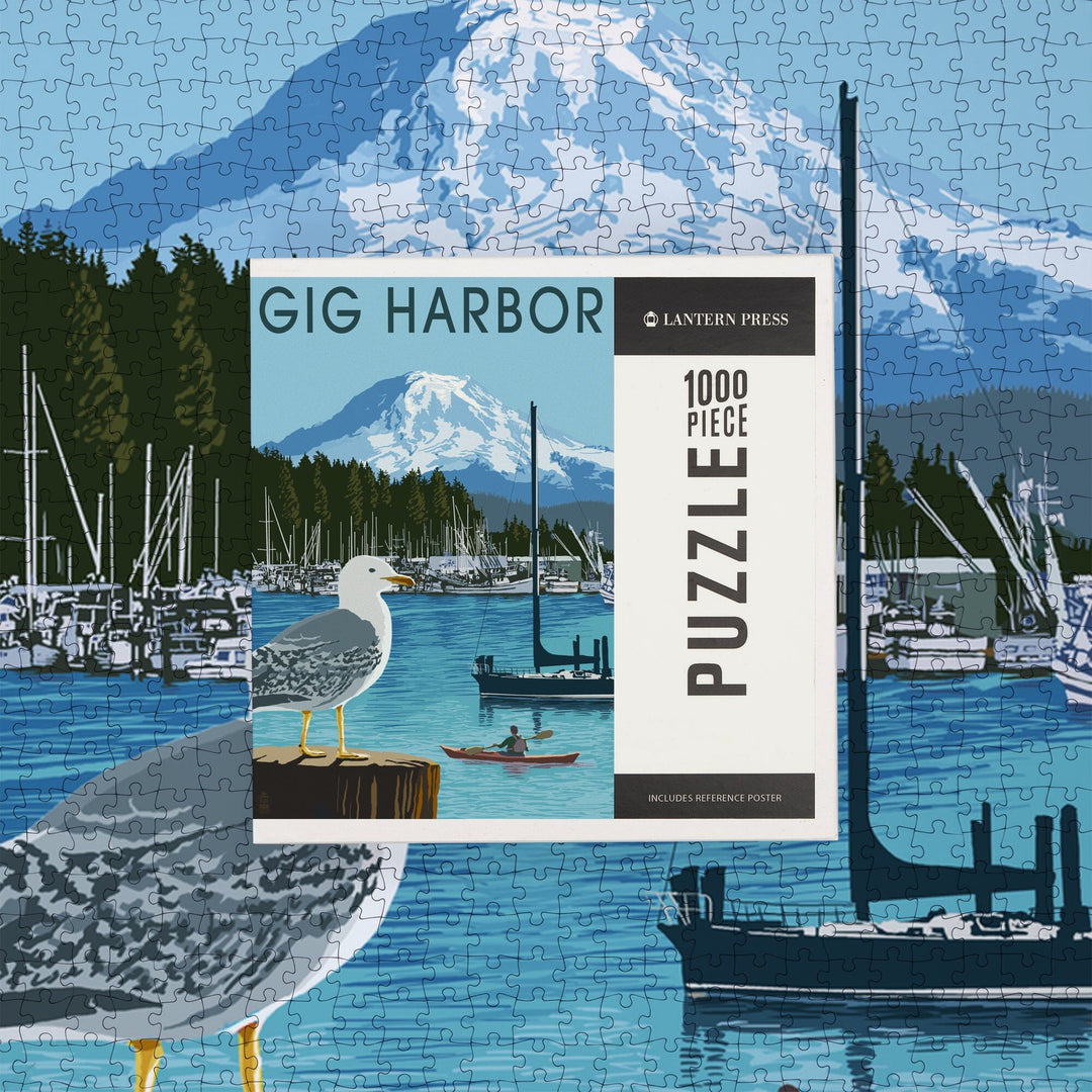 Gig Harbor, Washington, Day Scene, Jigsaw Puzzle Puzzle Lantern Press 