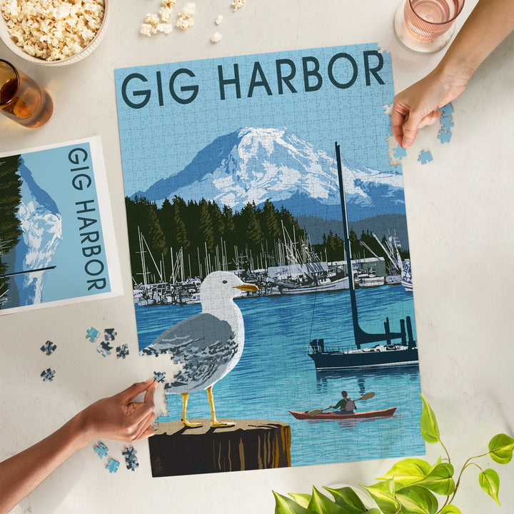 Gig Harbor, Washington, Day Scene, Jigsaw Puzzle Puzzle Lantern Press 