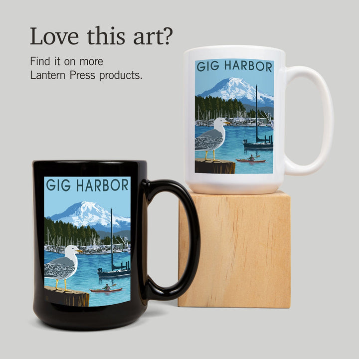 Gig Harbor, Washington, Day Scene, Lantern Press Artwork, Ceramic Mug Mugs Lantern Press 