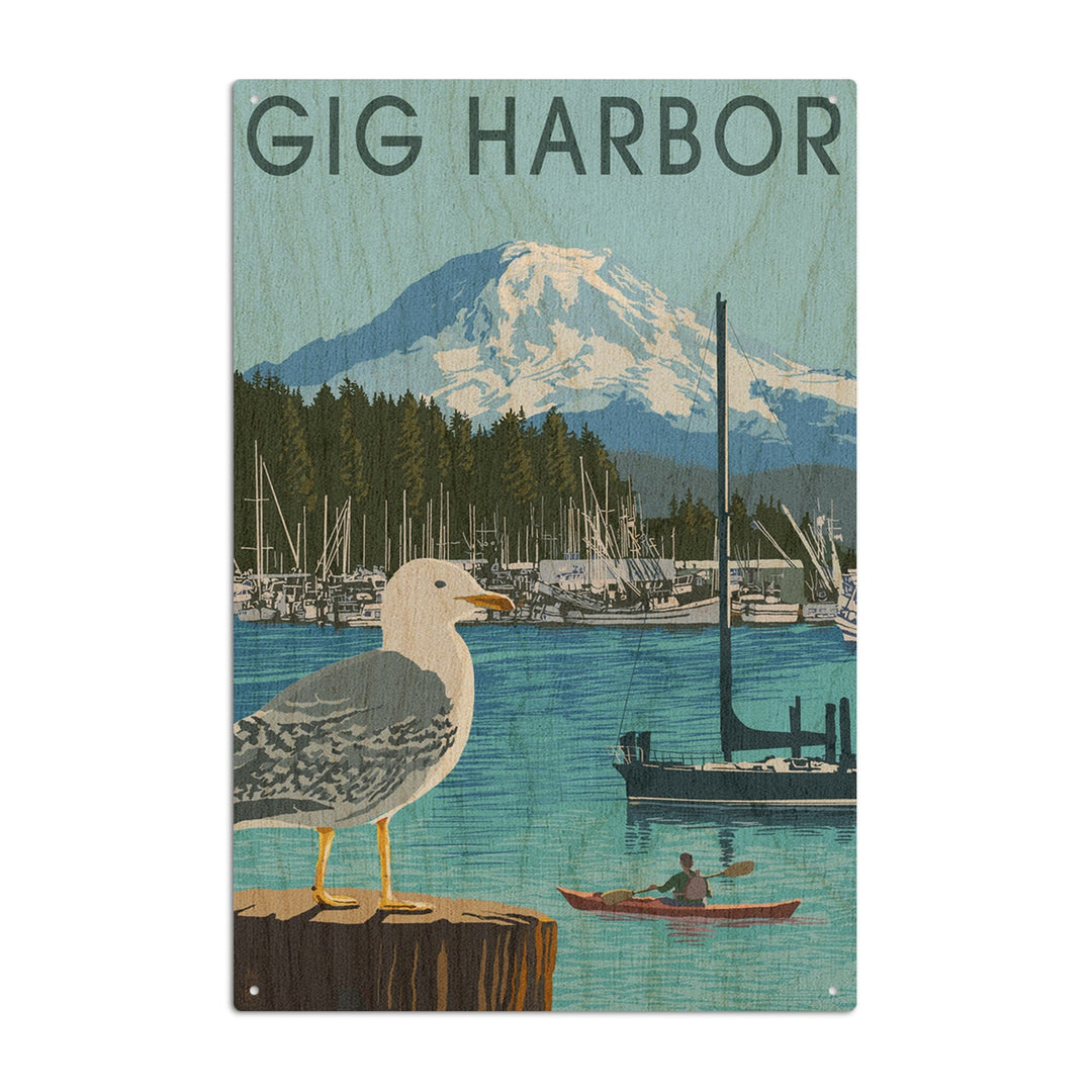 Gig Harbor, Washington, Day Scene, Lantern Press Artwork, Wood Signs and Postcards Wood Lantern Press 10 x 15 Wood Sign 