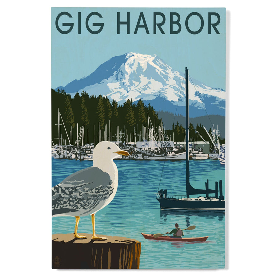 Gig Harbor, Washington, Day Scene, Lantern Press Artwork, Wood Signs and Postcards Wood Lantern Press 