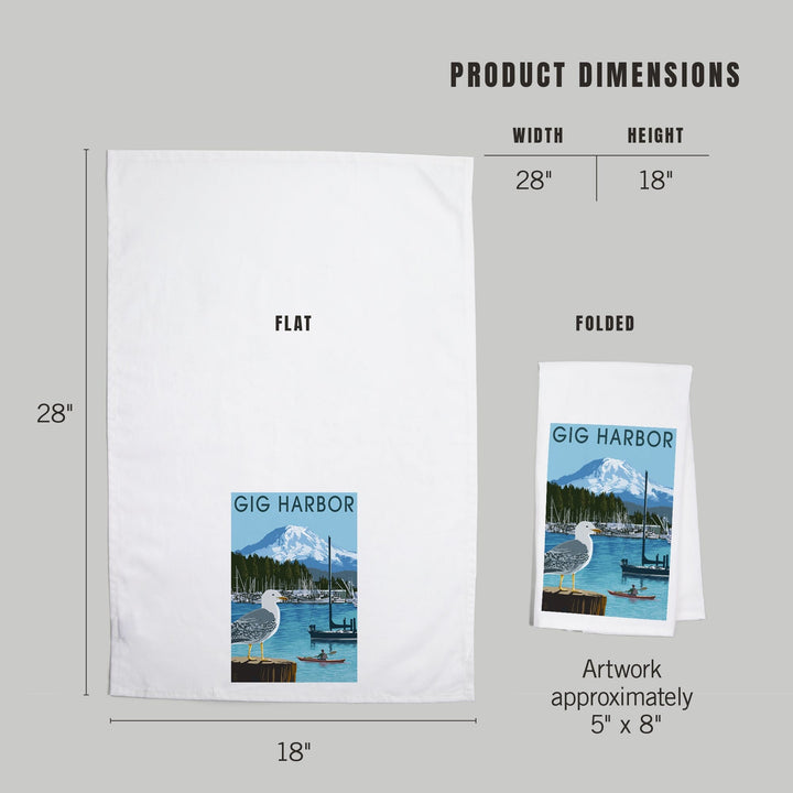 Gig Harbor, Washington, Day Scene, Organic Cotton Kitchen Tea Towels Kitchen Lantern Press 