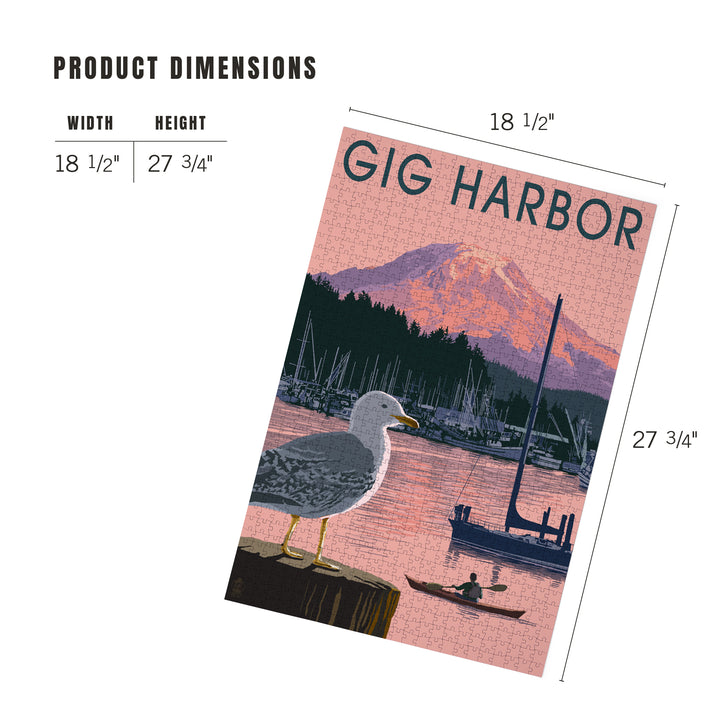 Gig Harbor, Washington, Marina and Rainier at Sunset, Jigsaw Puzzle Puzzle Lantern Press 